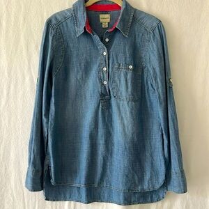G.H. Bass denim tunic long sleeve denim top, size medium